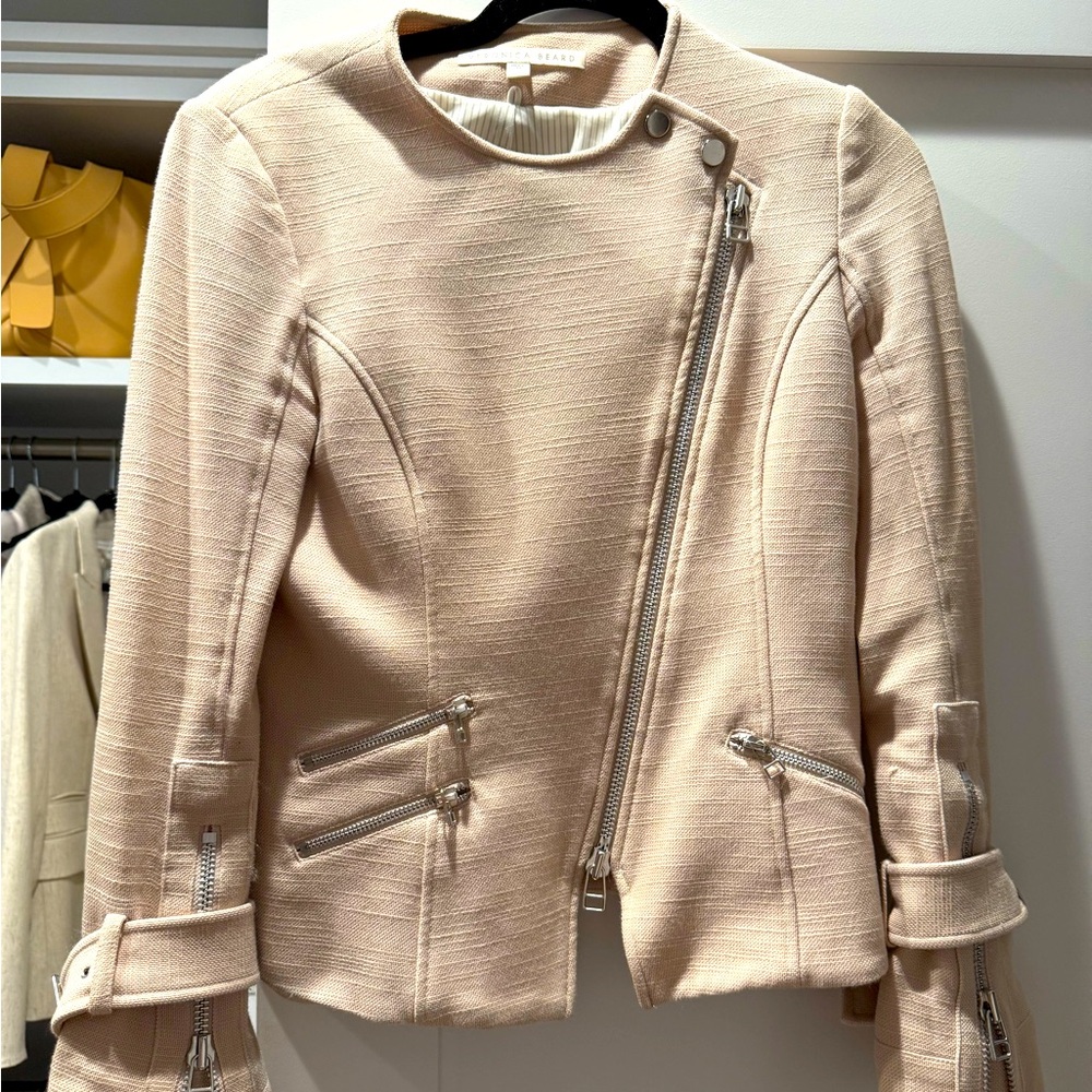 Veronica Bear blush motorcycle-style jacket, size 6, excellent condition